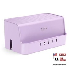 Cable Management Box with Phone Stand Lid, Large Cord Organizer Case Purple