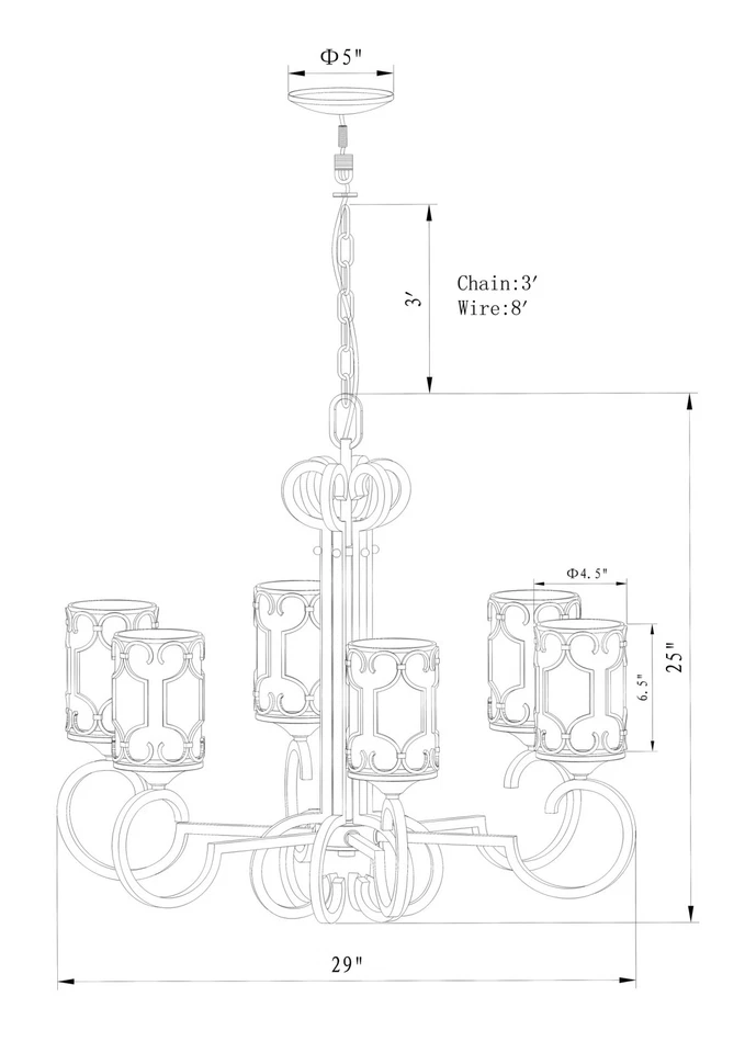 Lámpara de araña Forte Lighting 2584-01 6 luces 29" W - bronce Foto 4 de 4