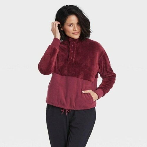 Women' Snap Front Cozy Sherpa Pullover Sweatshirt - All in Motion Size XL - Picture 3 of 3