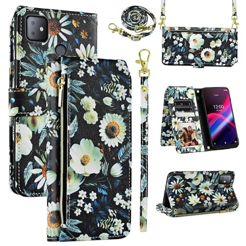 Wallet Case for T-Mobile Revvl 4 Plus With Wrist Strap Shoulder Strap,Zipper - Picture 2 of 8
