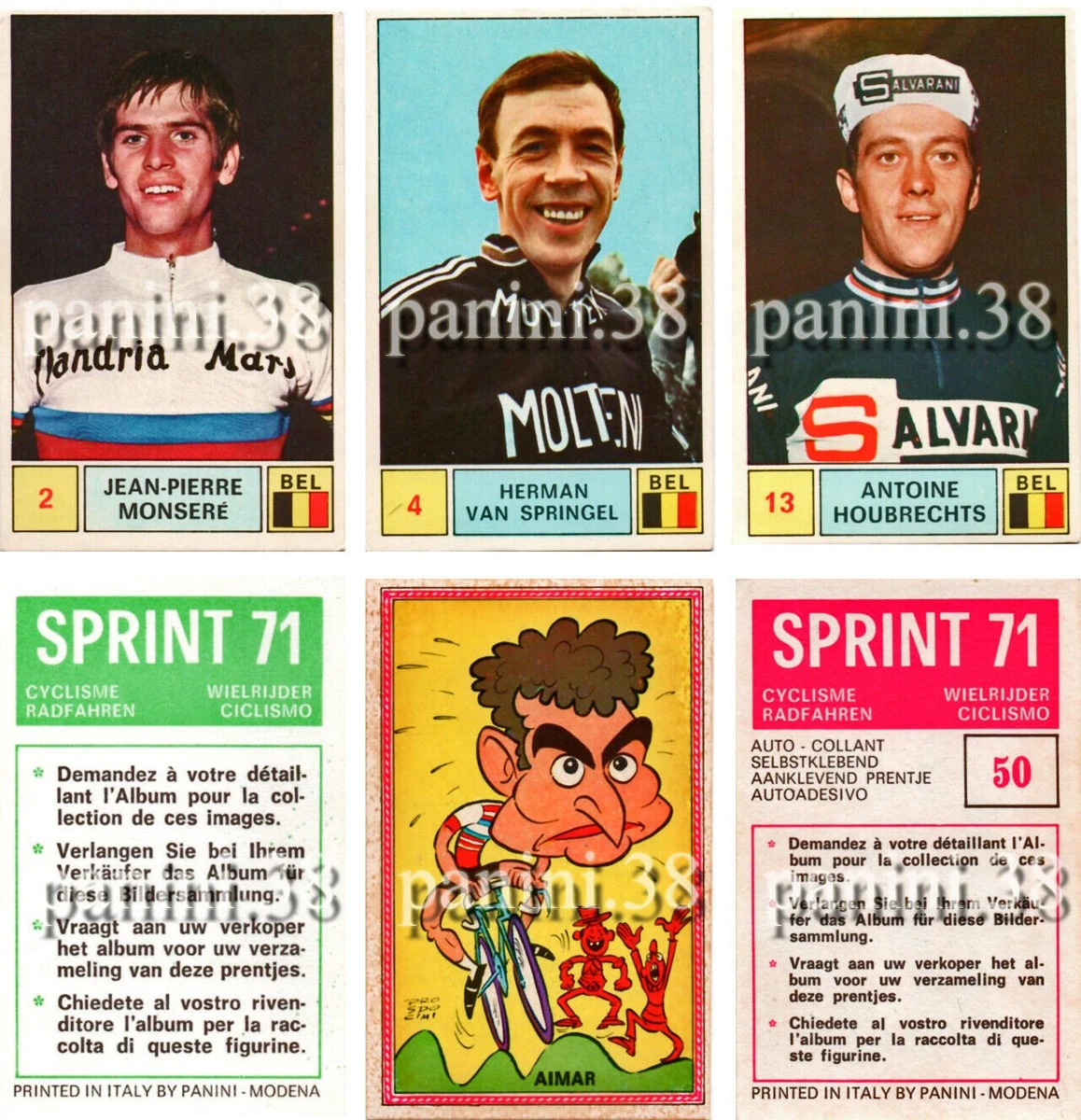 100 BERNARD THEVENET PEUGEOT FRANCE PANINI SPRINT 71 CYCLISME 1971