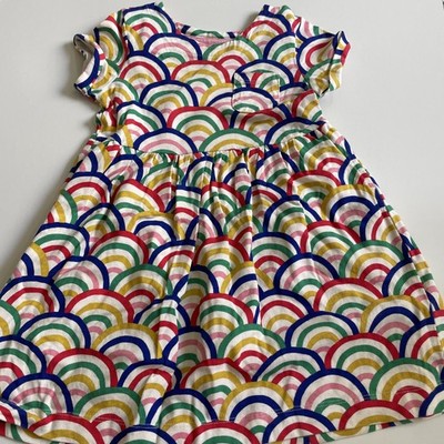 Mini Boden Short Sleeve Twirly Cotton Dress Colorful Rainbow Print Size 4/5 Y