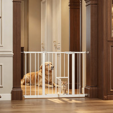Baby Gate with Cat Door, 29.5-44.1" Metal Pet Door for Stairs Doorways