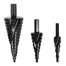 3Pcs HSS Step Drill Bit Set Large Cone Titanium Bit Set 6/8/10mm Shank
