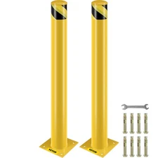 Uimoso 2pcs Safety Bollard Steel Traffic Post Pipe Steel Barrier 42" H 4.5" D
