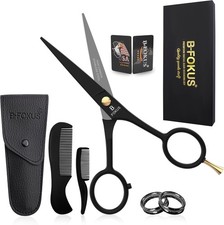 5" Premium Beard Mustache Scissors, Black High Carbon Stainless Steel Beard