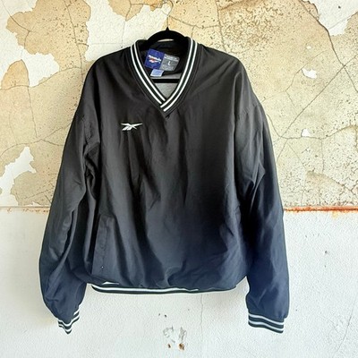 Reebok Pullover Jacket Mens Large Vintage 90s Windbreaker Embroidered Logo Black