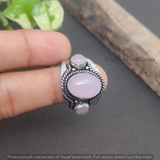Gothic Rose Quartz Ring  925 Sterling Silver Plated  Antique Jewelry  Gift