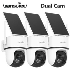 Wansview Dual-Cam Solar Security Camera 360 PTZ 2K 3MP Ai Detection Wireless