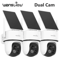 Wansview Dual-Cam Solar Security Camera 360°PTZ 2K 3MP Ai Detection Wireless