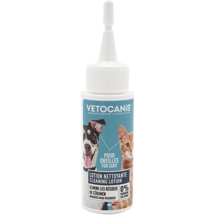 Nettoyant Oreille VETOCANIS 60ml pour l'hygiène auriculaire des chiens et chats