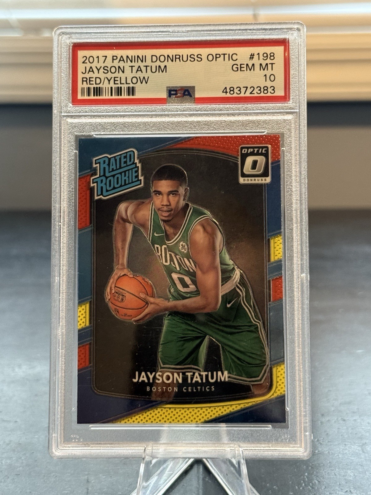 2017 Donruss Optic Red Yellow #198 Jayson Tatum Celtics RC Rookie PSA 10