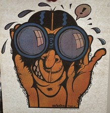 Original Vintage 1973 Psychedelic Binocular Man Tuck-In Iron On Transfer DAYGLO