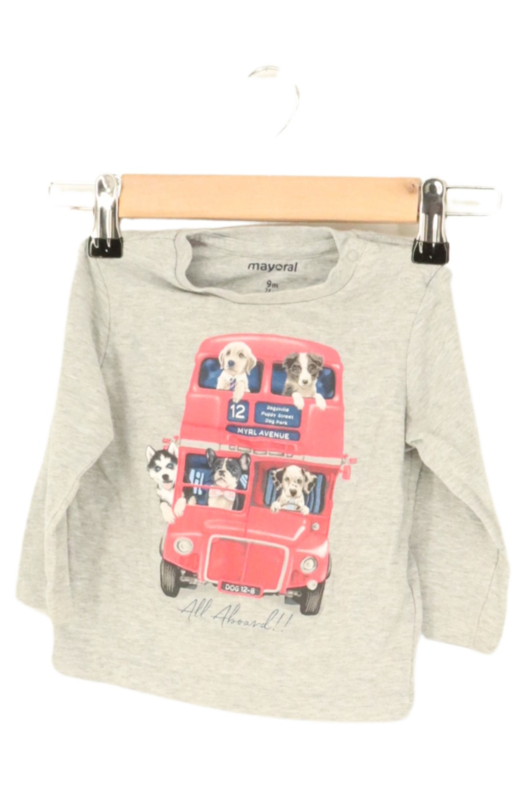 MAYORAL Sweatshirt Kinder Gr. 72 Grau Hunde Bus-Motiv