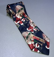 VTG Santa Christmas Holiday Novelty Mens Neck Tie USA Made