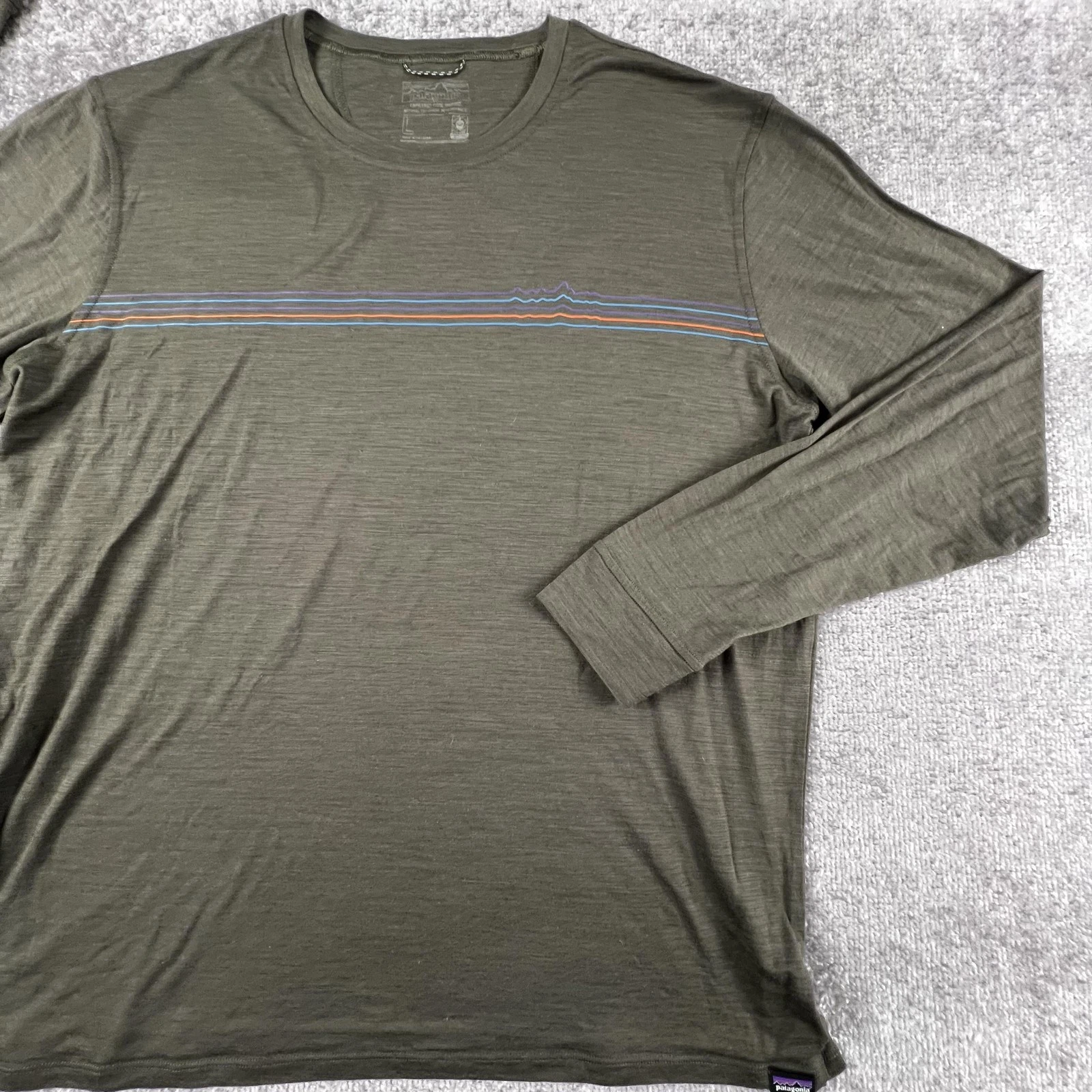 Patagonia Shirt Mens Large Green Long Sleeve Graphic Lightweight Hike Gorpcore