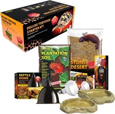 Exo Terra Tortoise Accessory Starter Kit with Heating, UVB, Substrate & Dishes
