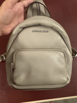 Michael Kors Erin Mini Convertible Backpack Gray Pebbled Leather Silver Hardware