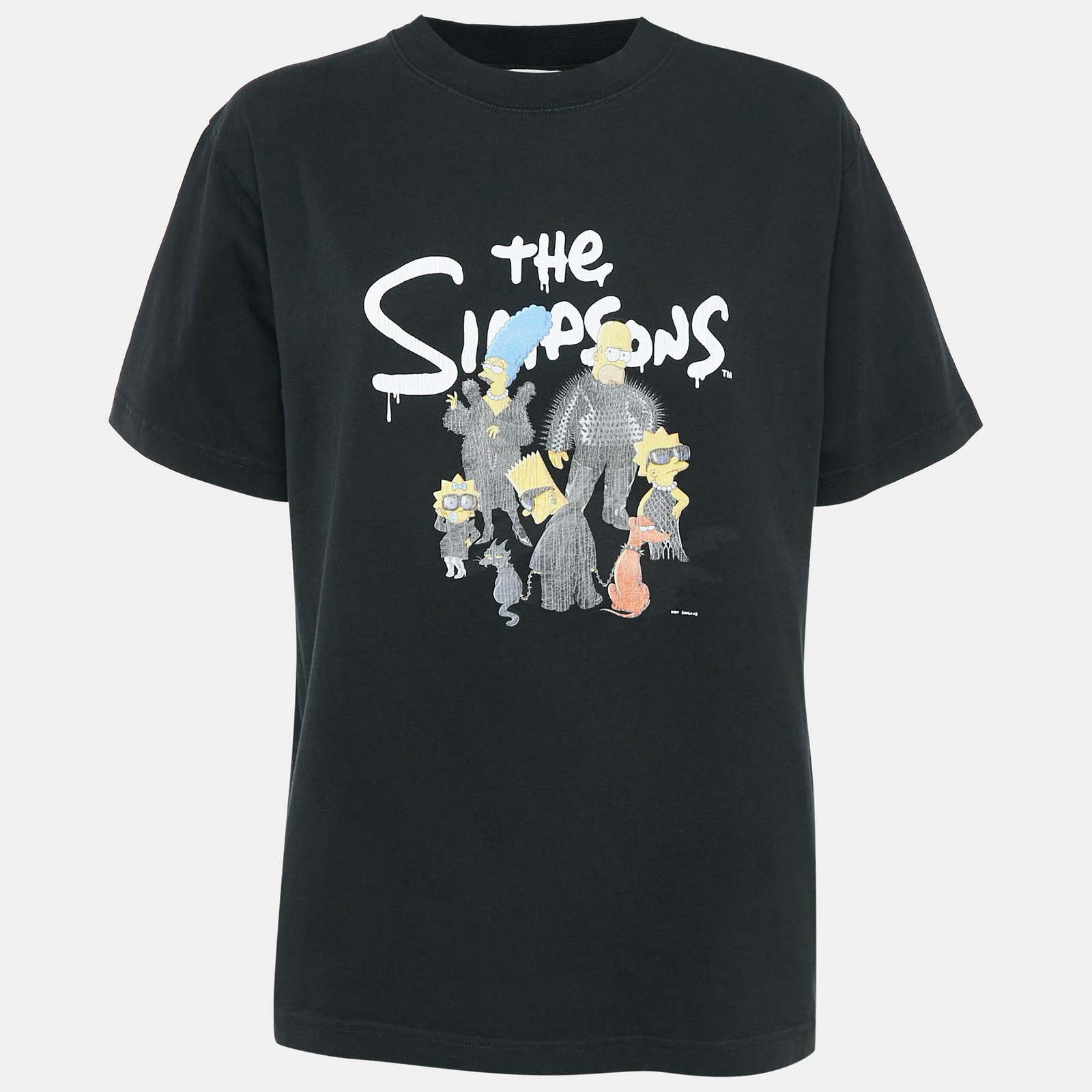 Balenciaga Black The Simpsons Print Cotton Unifit T-Shirt L
