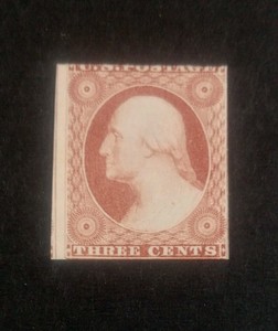 1855 U.S. Scott MH #11 Dull Red 3 Cent Washington Type I Stamp