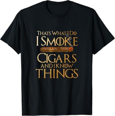 1pc Men's Funny Cigar Lover's T-Shirt - ''That's What I Do I Smoke Cigars & Know