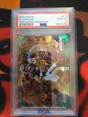 2023 Panini Prizm Fireworks C.J. Stroud Green Ice Prizm RC PSA 10 Texans Rookie