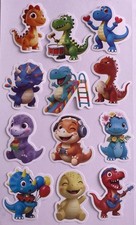 SET 1  12 Cute Dinosaur Stickers  Junk Journal Supplies Kids Scrapbooks