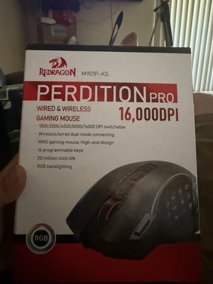 Redragon Perdition Pro 16000DPI Wire and Wireless Gaming Mouse/OPEN BOX  SEE PIC