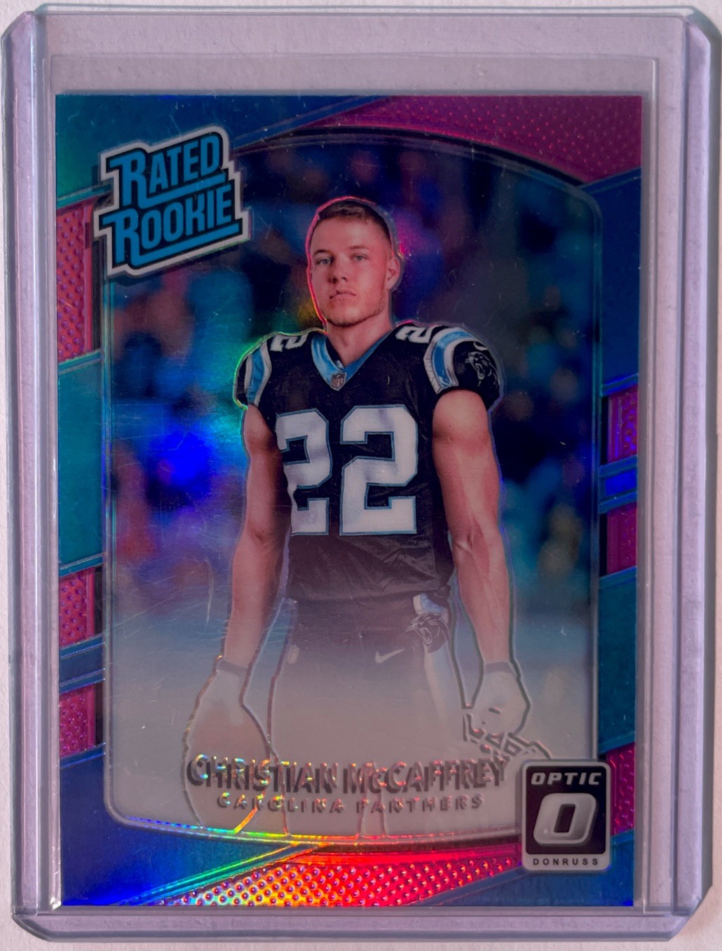 Christian McCaffrey 2017 Optic Rated Rookie #168 RC Pink Holo Prizm