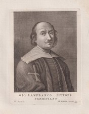 Giovanni Lanfranco Pittore Italiano Parma Incisione Barocca Ritratto 1770