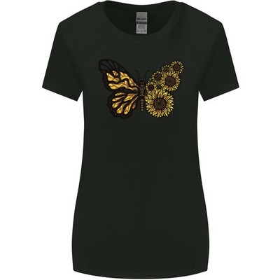 A Sonnenblume Schmetterling Damen Breiter Schnitt T-Shirt