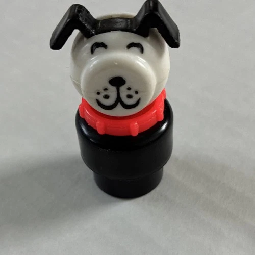 Fisher-Price Little People Dog Figure Black Ears Red Collar Vintage 1963-1996