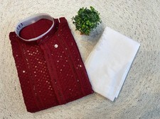 Wedding Party Wear Cotton With Embroidery work Kurta Pajama Set For Men's