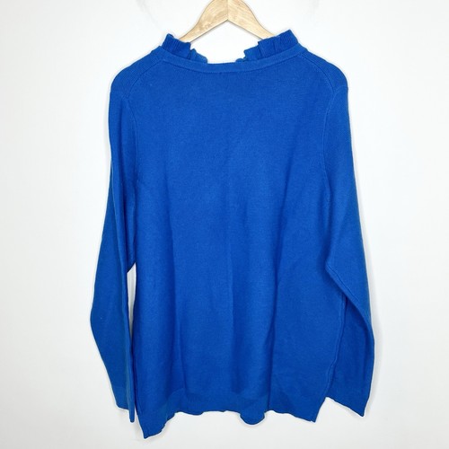 Talbots Ruffled Sweater Blue Womens Size 2X Career Work Office Business Casual - Picture 5 of 5