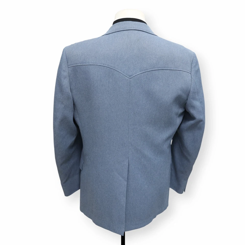 CIRCLE S Hombre Azul Sólido OCCIDENTAL Vaquero Deporte Abrigo Traje Chaqueta Blazer 42 R Foto 4 de 4