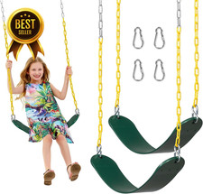 2 Pack Outdoor Swings Seats with 66" Rust-Resistant Heavy Duty Chain, Playground