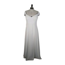 Levkoff Blue Mist Chiffon A-Line Formal Gown Size 12 Bridesmaid Prom Wedding