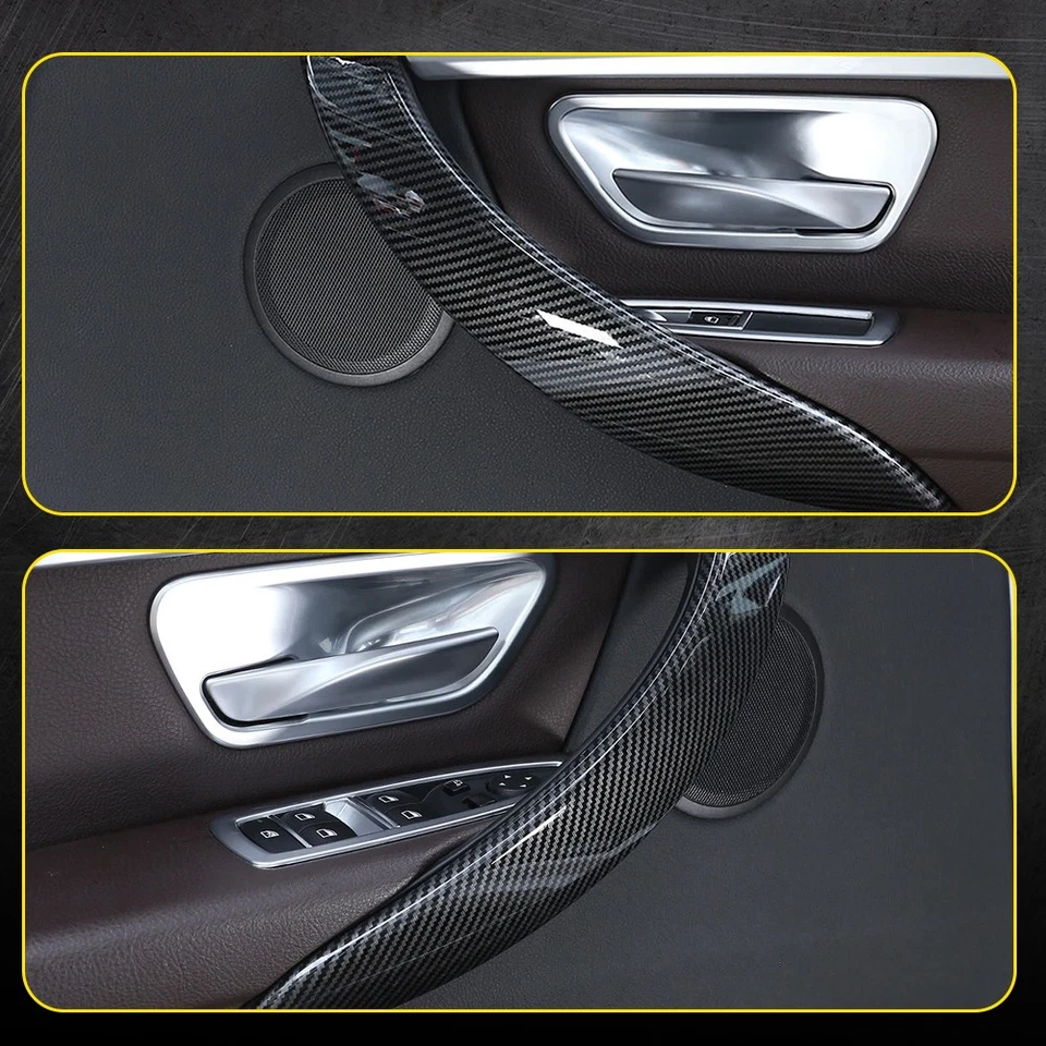 4-20x Carbon Fiber Inside Door Handle Cover Trim For BMW 3 Series F30 F31 13-18 Foto 2 de 4