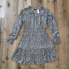 GAP Dress Mini Blue Boho Preppy Tiered V Neck Ruffle Hem Women's Large New $79