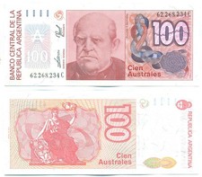 ARGENTINA NOTE 100 AUSTRALES (1990) DEPAUL-FRAGA SUFFIX C B# 2846 P 327c UNC