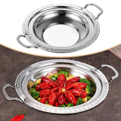 Bratpfanne Edelstahl Wok Hot Pot Gewerbe Doppelgriff Trockentopf für