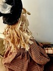 Large Halloween 31 In. Rag Doll Cloth Witch W Broom Shelf Sitter Folk Art Decor — photo 4