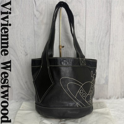 Vivienne Westwood Anglomania Big Orb Stitch Logo Tote Black