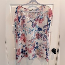 Show Me Your MuMu Floral Sheer Tunic Swim Coverup-Small
