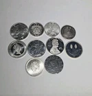 (10) 1/10th Oz Silver Rounds 10 Different Designs #671