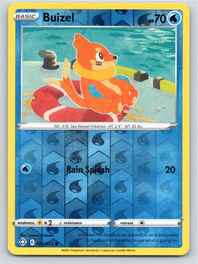 2021 POKEMON BUIZEL SHINING FATES 022/072 REVERSE HOLO C NM A70109 FREE S&H