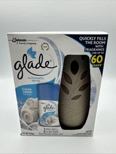 Glade Automatic Air Freshener Spray Starter Kit Holder Clean Linen Refill 6.2oz 