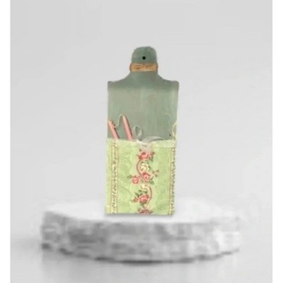 Primitive Handmade Reclaimed Wood Cutting Board Floral Candlestick Cottage Green