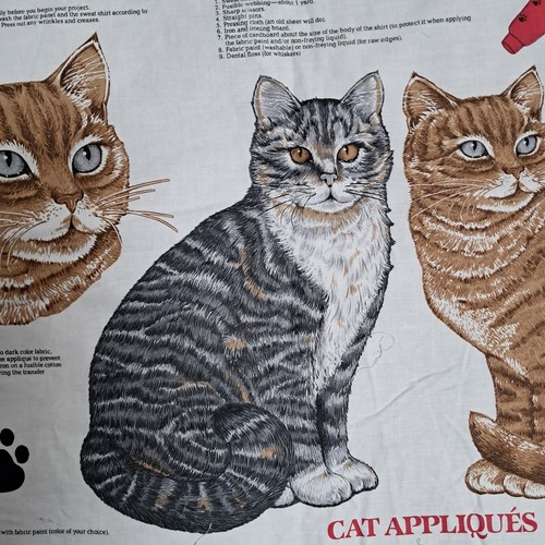Tabby Cats Orange Gray Grey Appliques Panel VIP Cranston Kitty Feline Cut N Sew - Picture 6 of 20