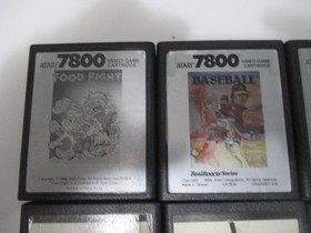 Atari 7800 Lot of 10 Games 6 different titles - Food Fight, Ms. Pac-Man and More